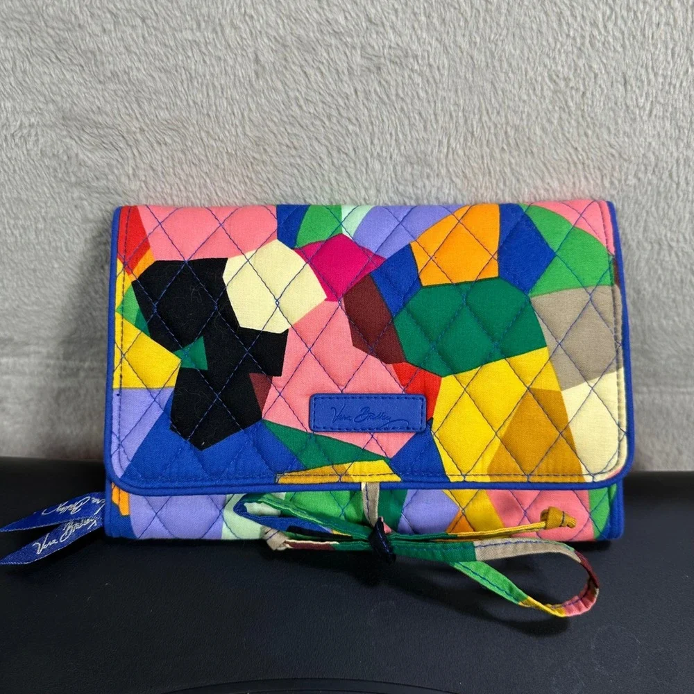Vera Bradley Jewelry Organizer Womens OS Multi Color Geometric Travel Case Pouch